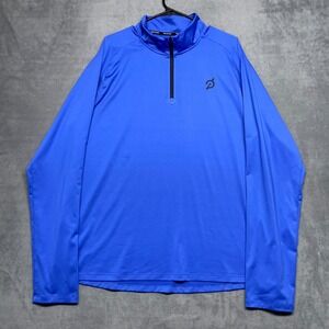Peloton Jacket Men 2XL Blue Stretch Mock Neck Thumb hole Long Sleeve Quarter Zip